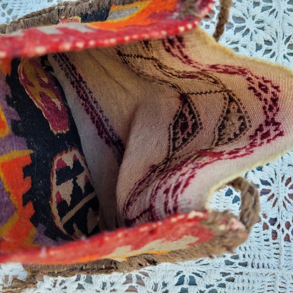 Vintage Tapestry Navajo Aztec Native American Western SW Art Bag Purse Satchel - Picture 3 of 8